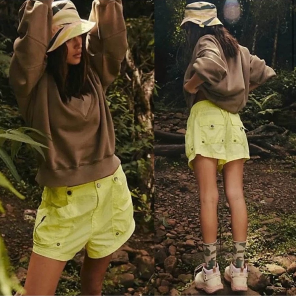 Free People Movement Women’s New Heights Neon Yellow Shorts Size Small NEW